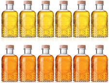 12 Pack 6oz Glass Bottles with Cork Stoppers, 200ml Clear Vintage Glass Bottles