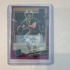 Panini 2023 Clearly Donruss Jake Haener Rated Rookie Purple Autograph /175 #63