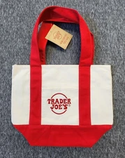 Trader Joe's 2025 Mini Canvas Tote Bag Red Limited Edition NWT Reusable Grocery