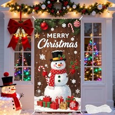 Snowman Banner 70.9 x 35.4 Inch - Merry Christmas 3x6FT Christmas Door Cover