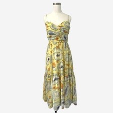 ASOS Tiered Cami Midi Dress in Soft yellow and blue Floral garden wedding size 4