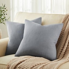 Rustic Cotton Linen Throw Pillow Covers Set 24" x 24" Pack of 2 Blue Ashes