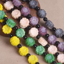 12pcs Flower Shape 14mm Imitation Jade Strand Opaque Glass Beads DIY Jewelry Lot