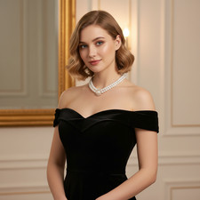 Imitation Pearls Double Layer Necklace Women Faux Pearl Wedding Necklace