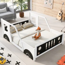 Kid s Race Car Bed - Full Size, Classic Platform Style with Wheels,Bed Frame