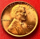 1951-P Lincoln Wheat Cent Penny GEM RED BU From an Original Bank Roll