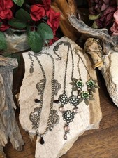 38. Vintage CLARA BEAU Brass Silver tone Glass Rhinestone Pearl  3 Necklaces Lot
