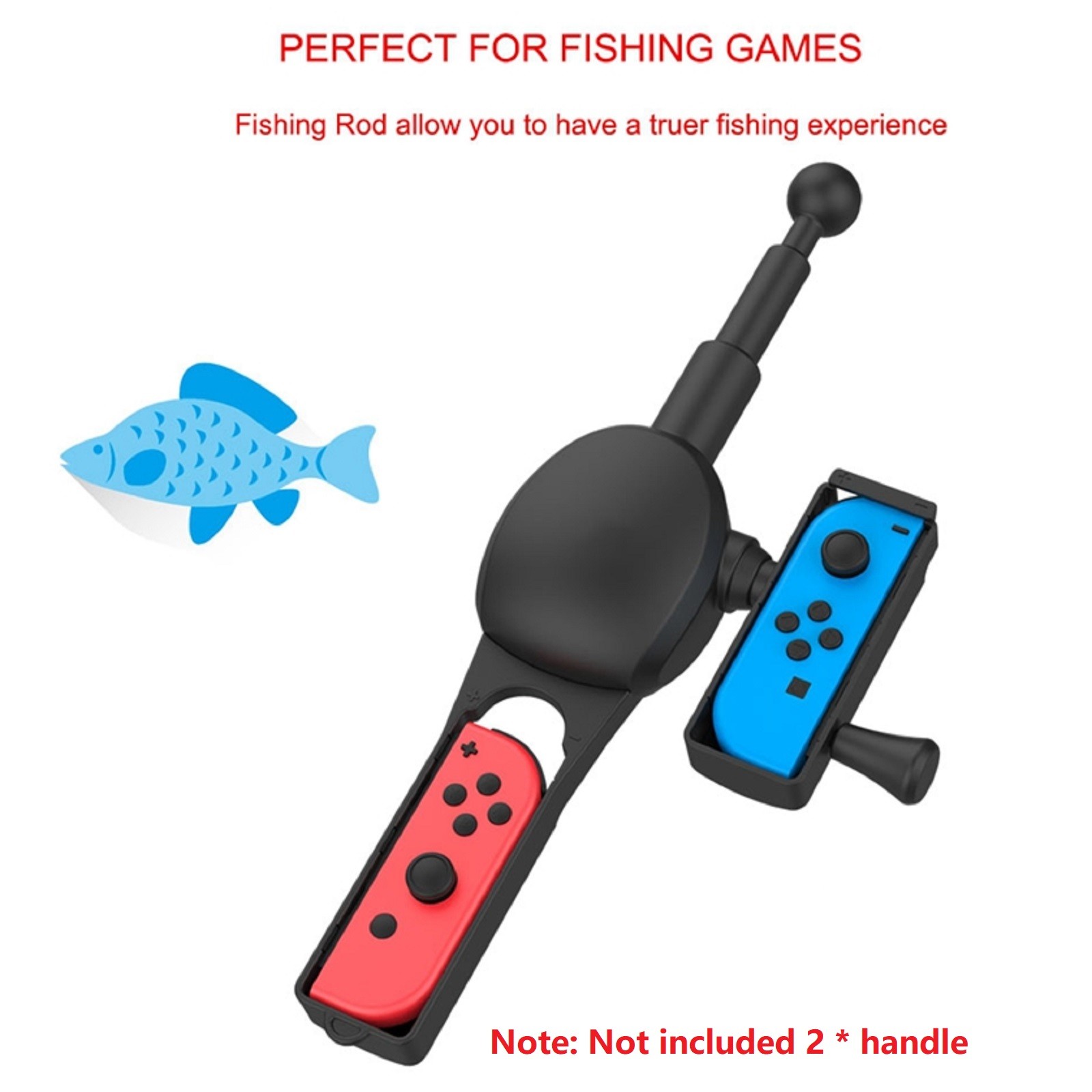 Black Fishing Rod Fishing Game Accessories For Joy-Con Controller handle