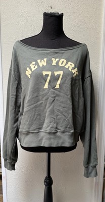 Doe. New York Off The Shoulder Green Sweatshirt Women's Size XL Juniors