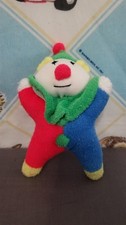 Vtg 1991 Pansy Ellen Terrycloth Clown Baby Rattle Plush Colorblock Primary Color