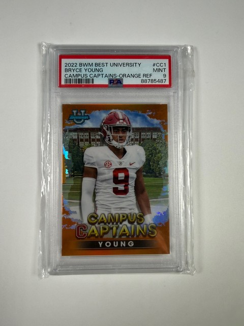2022 Bowman U BRYCE YOUNG Campus Captains Orange /25 Carolina Panthers RC PSA 9