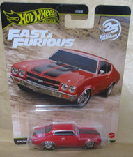 Hot Wheels Fast Furious 25th 1970 Chevrolet Chevelle SS Red 1:64 Rubber Tires