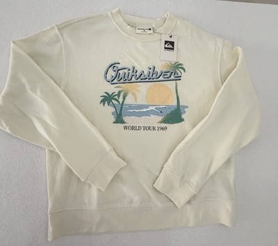 Quiksilver Women s NEW surf design cream sweatshirt Size M #surf #beachwear NWT