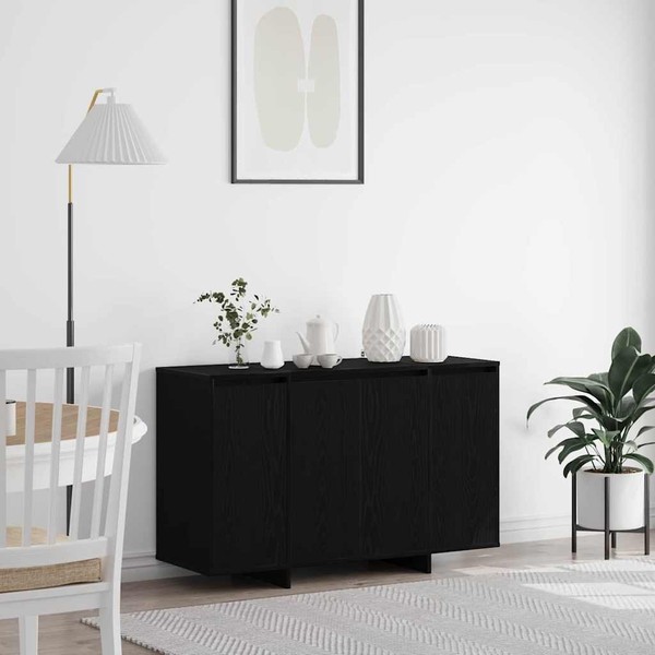 Vidaxl Sideboard Schwarz Eichen-Optik 120 X 41 X 75 Cm Holzwerkstoff Neu-image