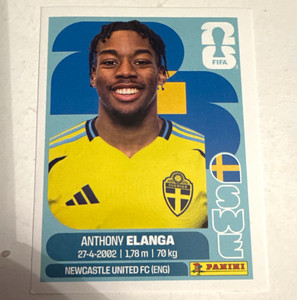Panini World Cup 2026 Anthony Elanga SWE 18 Newcastle Portrait Sticker