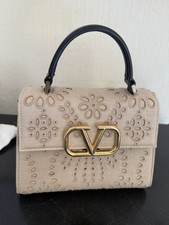 Image of Valentino Garavani Nero Eyelet V LOGO Small Top Handle Bag