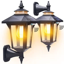 Solar Wall Lights Outdoor : Dusk to Dawn Solar Porch Ligh,3 Modes & Motion Se...