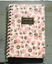 Journal Notebook Diary 160 lined pages. spiral bound- strawberies on the covers