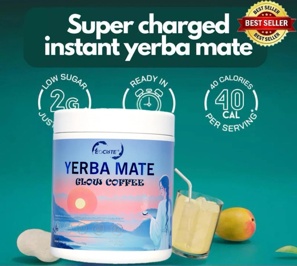 Yerba Mate Instant Tea Powder - Peach Mango Flavor - 30 Servings US