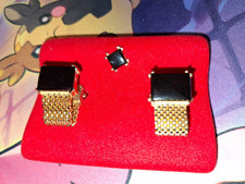 Vintage Swank Mens Black Onyx Stone Wrap Around Cuff Links  Tie pin