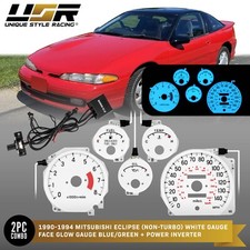 Bluegren Glow Gauge White Overlay For 90-94 Mitsubishi Eclipse Nonturbo Cluster