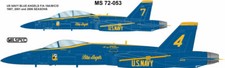 CALCOMANÍAS DE CÁMARA (AKA) MILSPEC, MS 72-056, ESCALA 1/72, USN BLUE ANGELS, F/A-18E/F