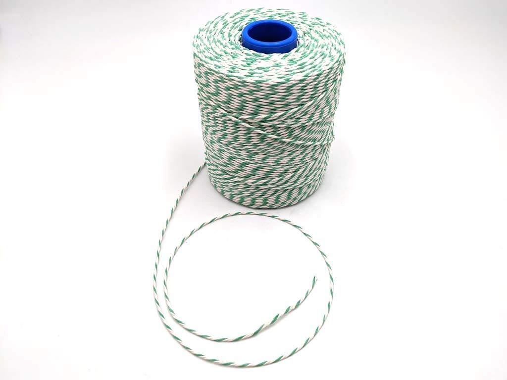 Twine String Bakers Green & White Catering 2mm Arts Crafts Cotton 100m