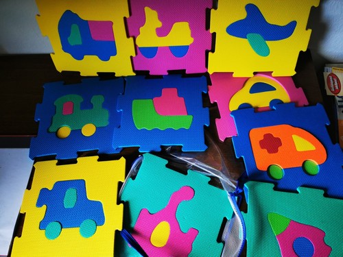 Baby-Puzzlematte, Kinderspielteppich, Spielmatte mit Tasche, Verkehrsmotive - Bild 2 von 3