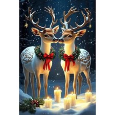 Christmas Reindeer Poster Print Holiday Wall Decor 17 X 12 Reproduction