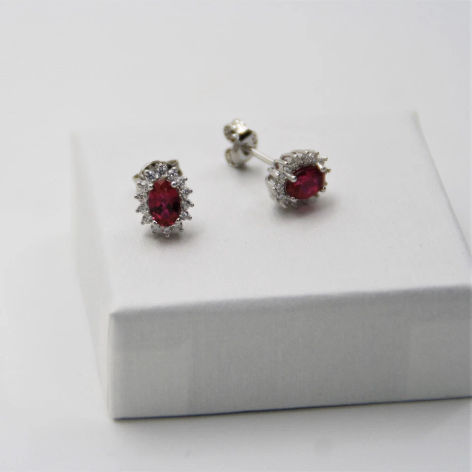 Rubin Ohrstecker Steine synthetisch hergestellt, Juli Geburtstag edler Geschenk - Bild 3 von 4