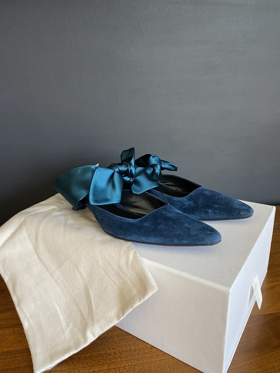 THE ROW ザロウ COCO スエード リボン ミュール パンプス【38】 THE ROW Coco Bow-Embellished Velvet Mules - Coco Suede and