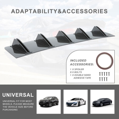 For Acura TL Rear Bumper Diffuser Carbon Fiber Shark Fins Spoiler Splitter Lip - Picture 3 of 15