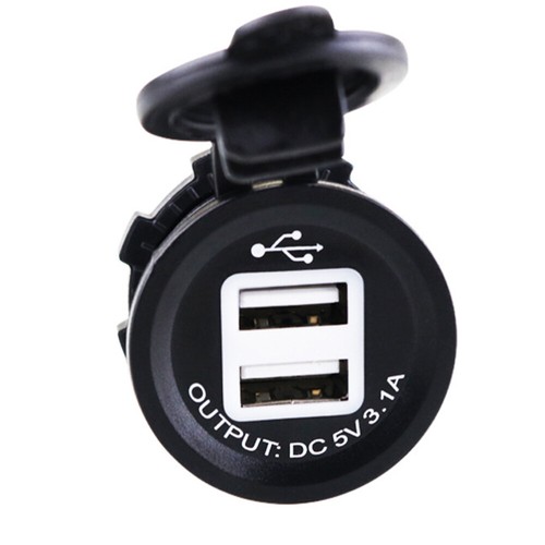 5V 3.1A Waterproof Dual USB Port Motorcycle Car Charger Socket (Black) UK - 第 5/8 張圖片