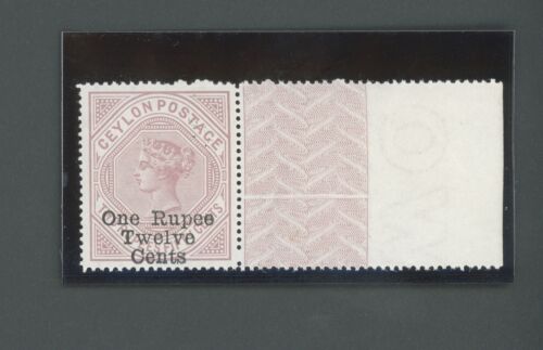 1885 Ceylon, Stanley Gibbons #176, 1r.12 on 2r.50 Dull Rose Lace 12 1/2 x 14, MN - Picture 1 of 1