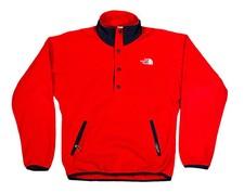 Vintage 90's The North Face Snap Fleece Pullover Sweater Men's XS Red USA MADE