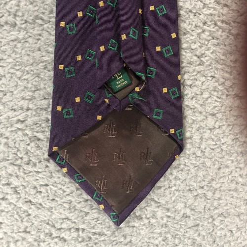 Lauren Ralph Lauren 58" Necktie 100% Silk Purple Geometric Tie - Picture 5 of 5
