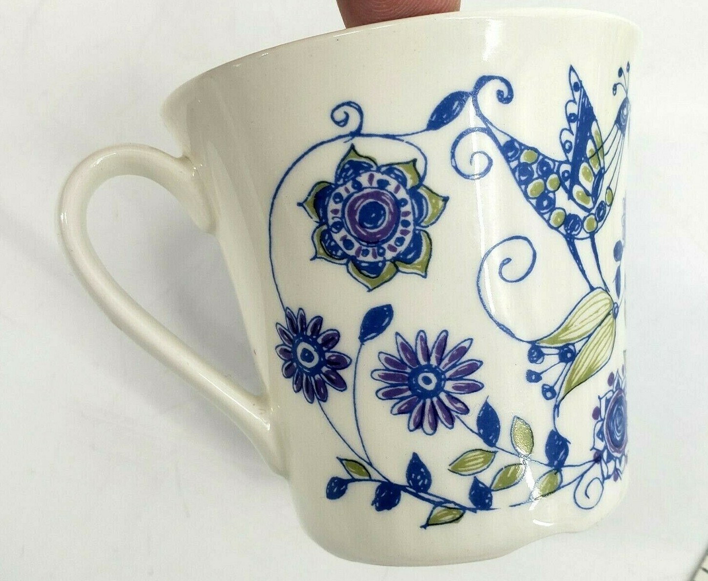 Vtg Lotte Turi-Design Cup Mug Figgjo Norway Flat Notch Hand Painted 