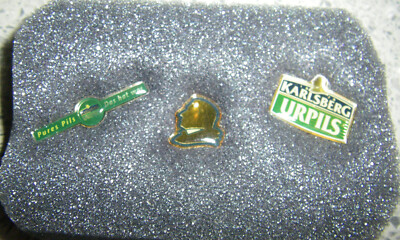 KARLSBERG BIER-3 alte Pins in Geschenkbox Var.2-1 x Kopf,1 x Urpils,1xpures Pils
