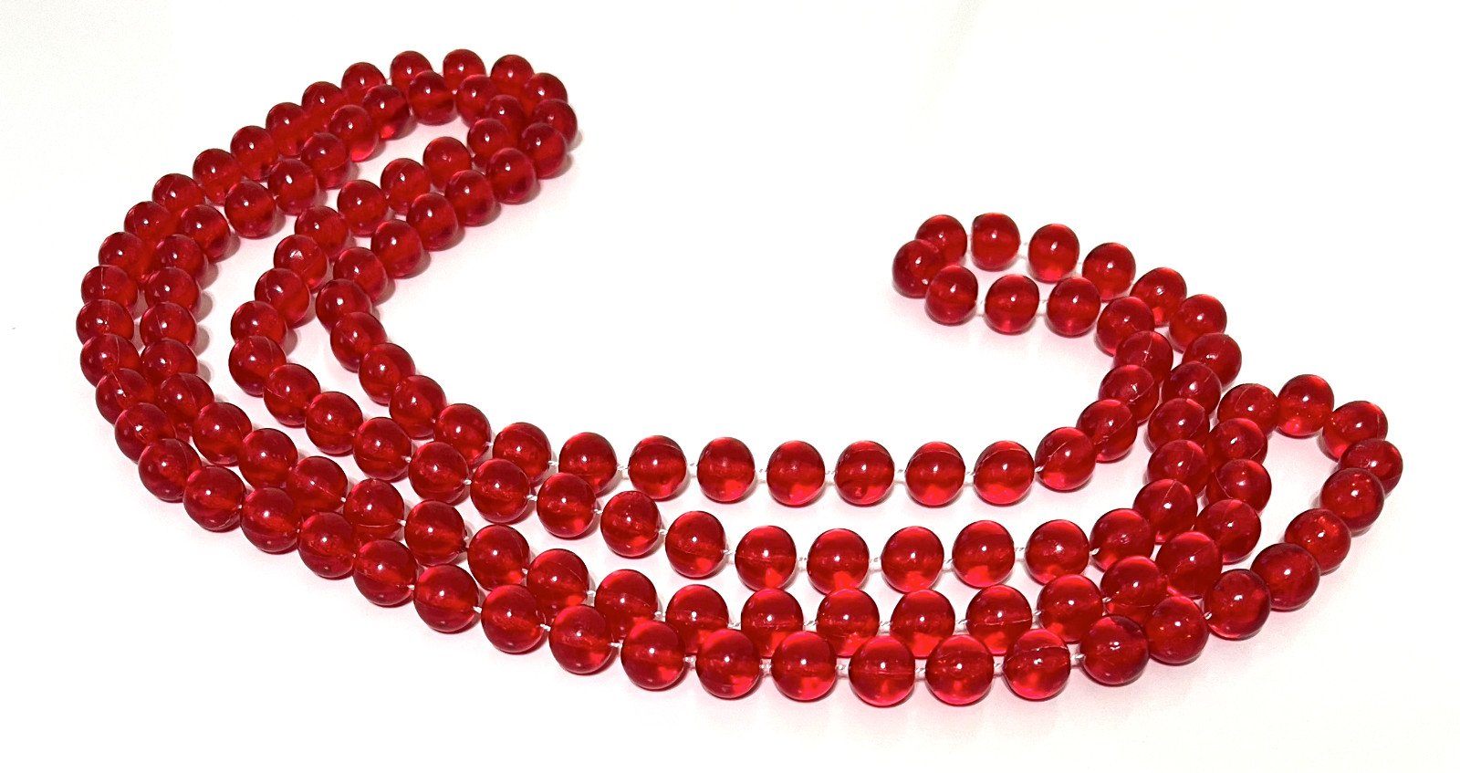 Transparent Ruby Red Acrylic Bead 72” Necklace 12… - image 5