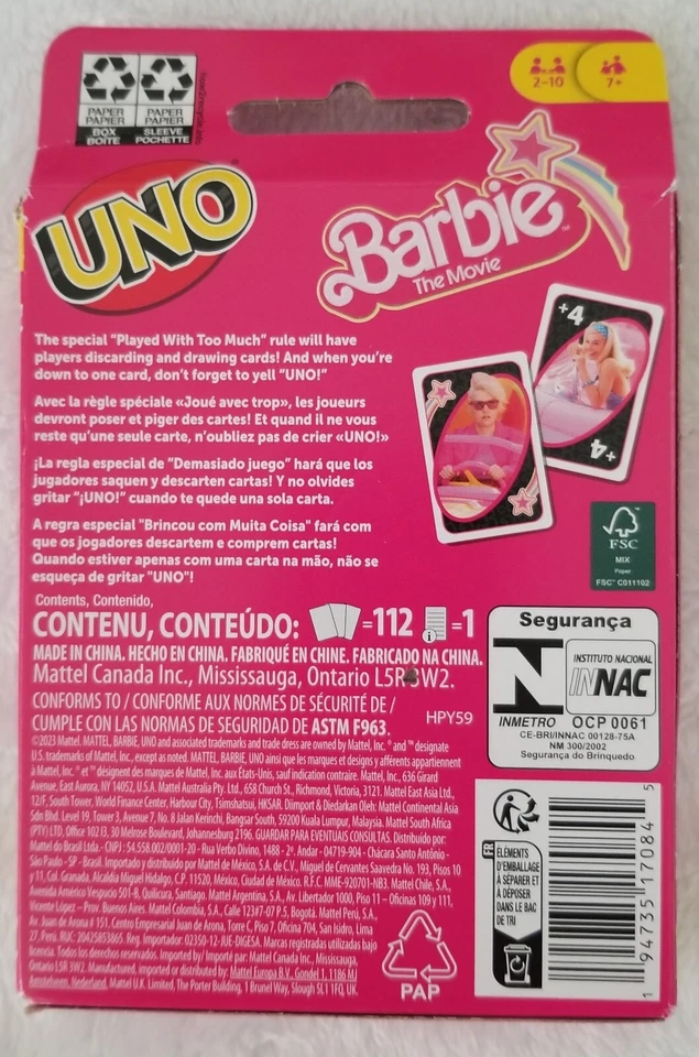 💗 ​UNO Barbie El Juego de Cartas de la Película~Inspirado en la Película para la Noche de Juegos Familiares Foto 2 de 2