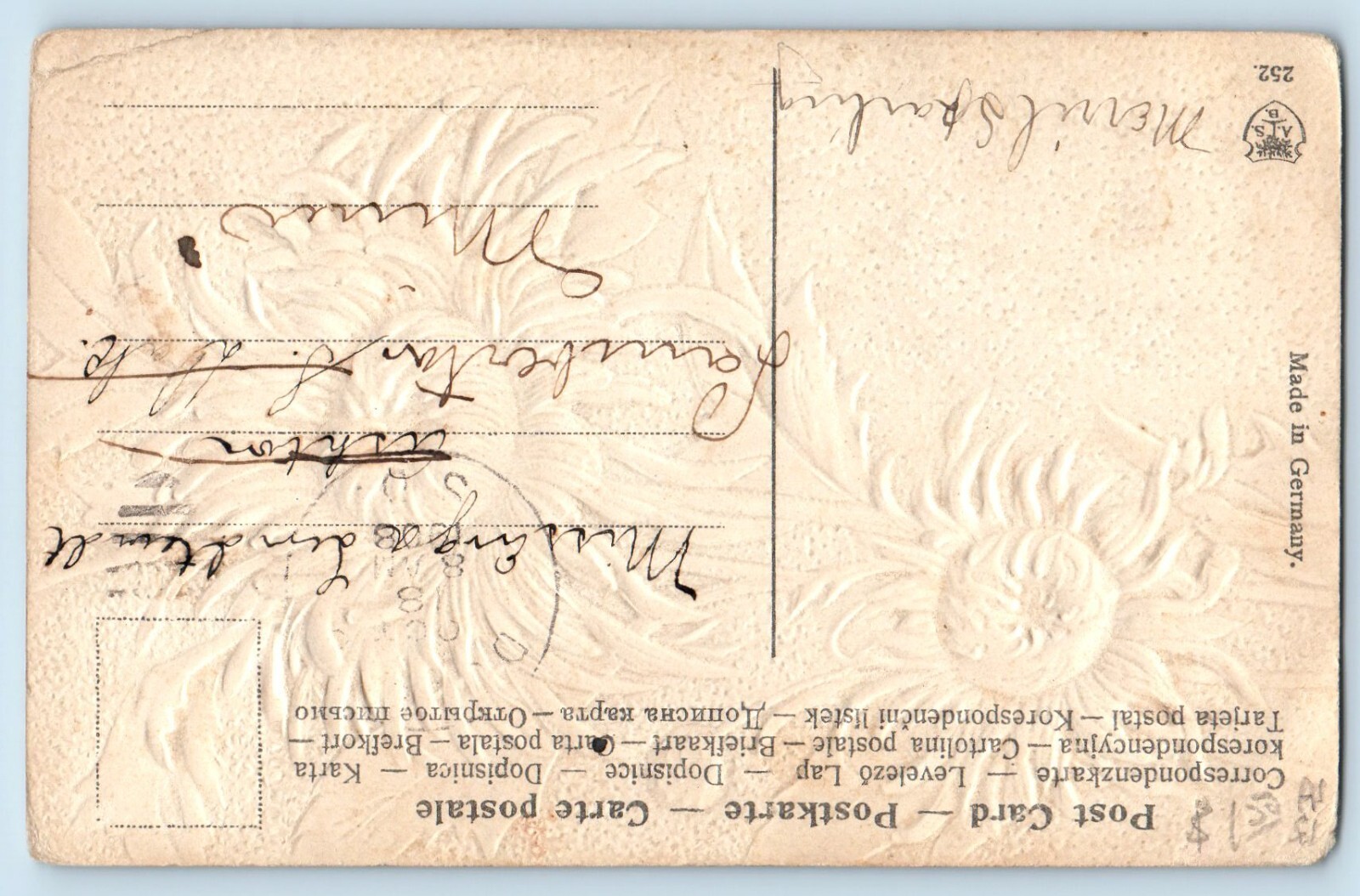 Doland South Dakota SD Postcard Greetings Glitter Flower Embossed c1910