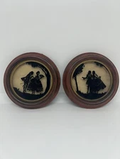 C&A Richards Round Wood Framed Silhouettes “When Love Was Young” #5186 & #5187