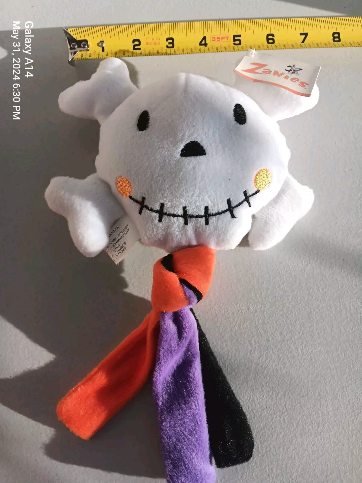 Zanies Squeaky Dog Toy Scull Tassel Tug Halloween