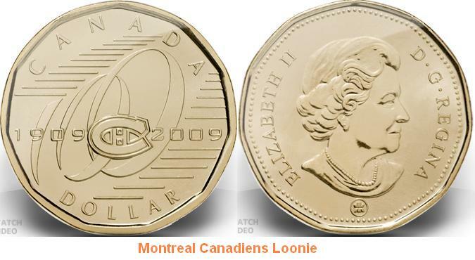 2009 Montreal Canadiens Hockey Team Loonie One Dollar Coin. (1