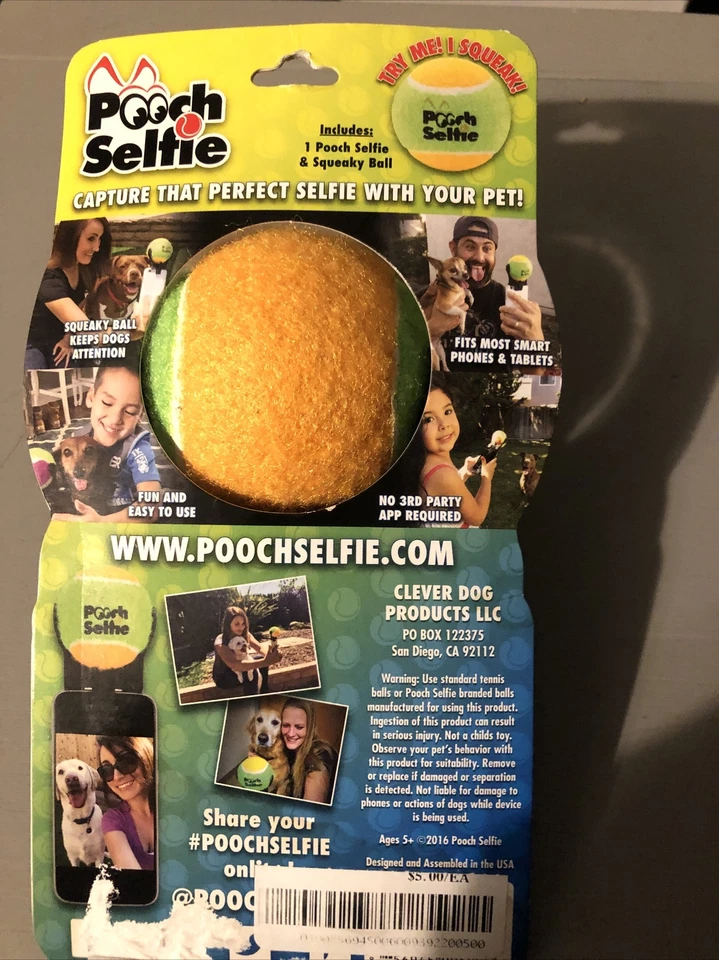 NUEVO Pooch Selfie: Naranja/Verde Chirriante Pelota de Tenis Perro Selfie Teléfono Accesorio  Foto 3 de 3