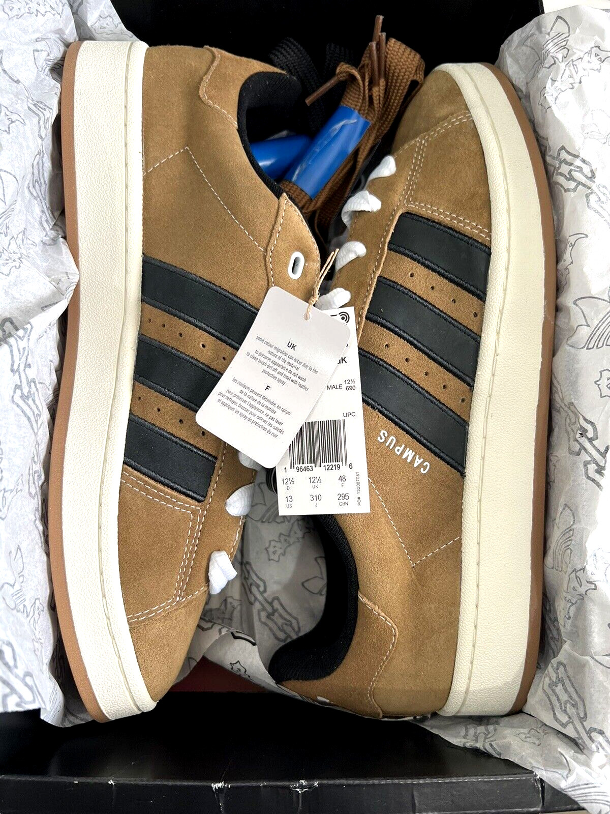 ADIDAS CAMPUS 00S YNUK SHOES Size 13 Brown Desert/Black /White IE2175 thumbnail 11