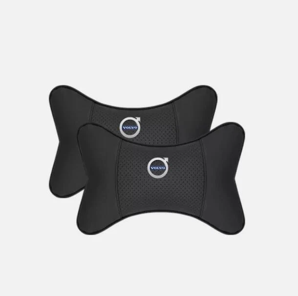 2Pcs Car Seat Headrest Neck Cushion Pillow Neck Supportor For Volvo Leather - Imagem 3 de 4