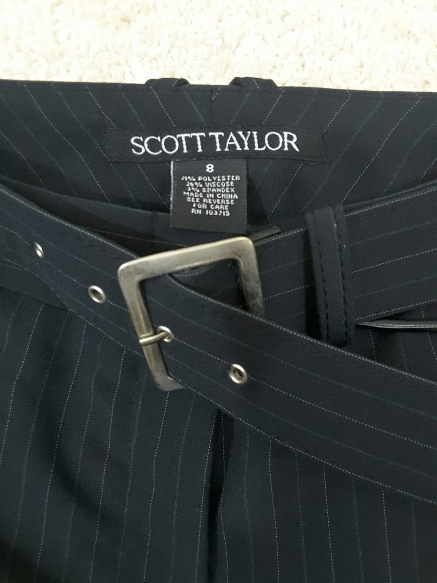Scott Taylor~Women's Size 8~Black Striped Career Office Wear Dress