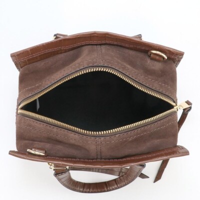 Marc Jacobs Croc Embossed Mini Cruiser Satchel Bag - Dark Brown