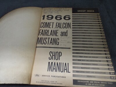 Shop Manual 1966 Ford Fairlane Falcon Ranchero Mercury Comet